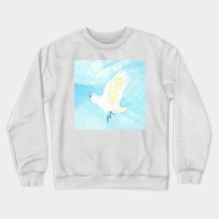 watercolor flying sulphur crested cockatoo Crewneck Sweatshirt